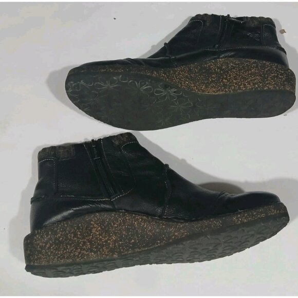 Aetrex Side Zip Booties Boots Size 9 9.5 Eur 40 Black Leather Ankle - Picture 5 of 9